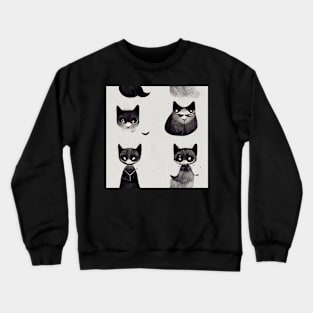 Cute Cat pattern 46 regular grid Crewneck Sweatshirt